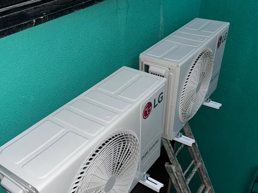 Condensadoras LG fixadas na parede pela MG Climatização